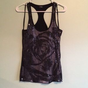 “Vanity” rose sequined tank top